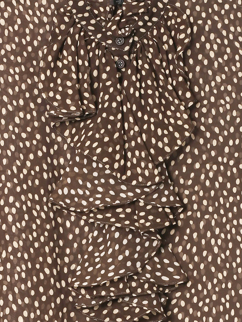 Lily Blouse in Brown/Cream Wild Dots