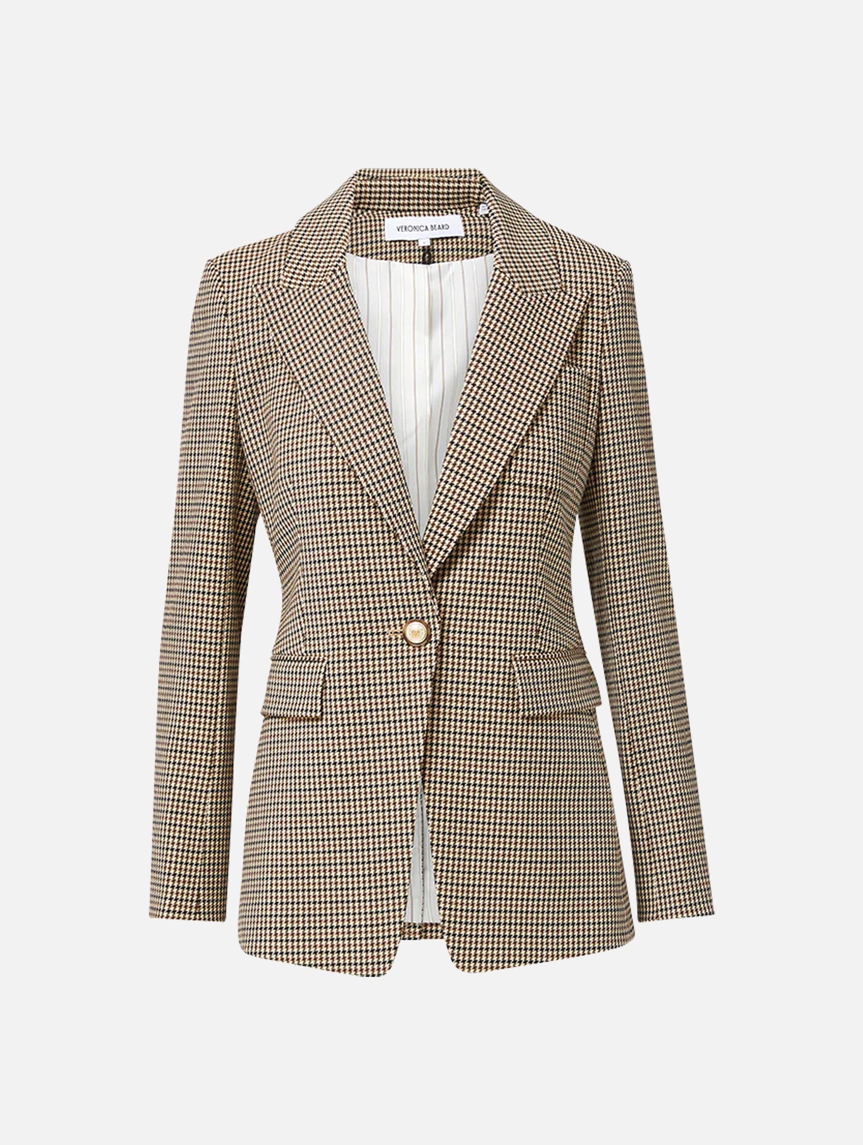 Livvy Houndstooth Dickey Blazer in Sand Black