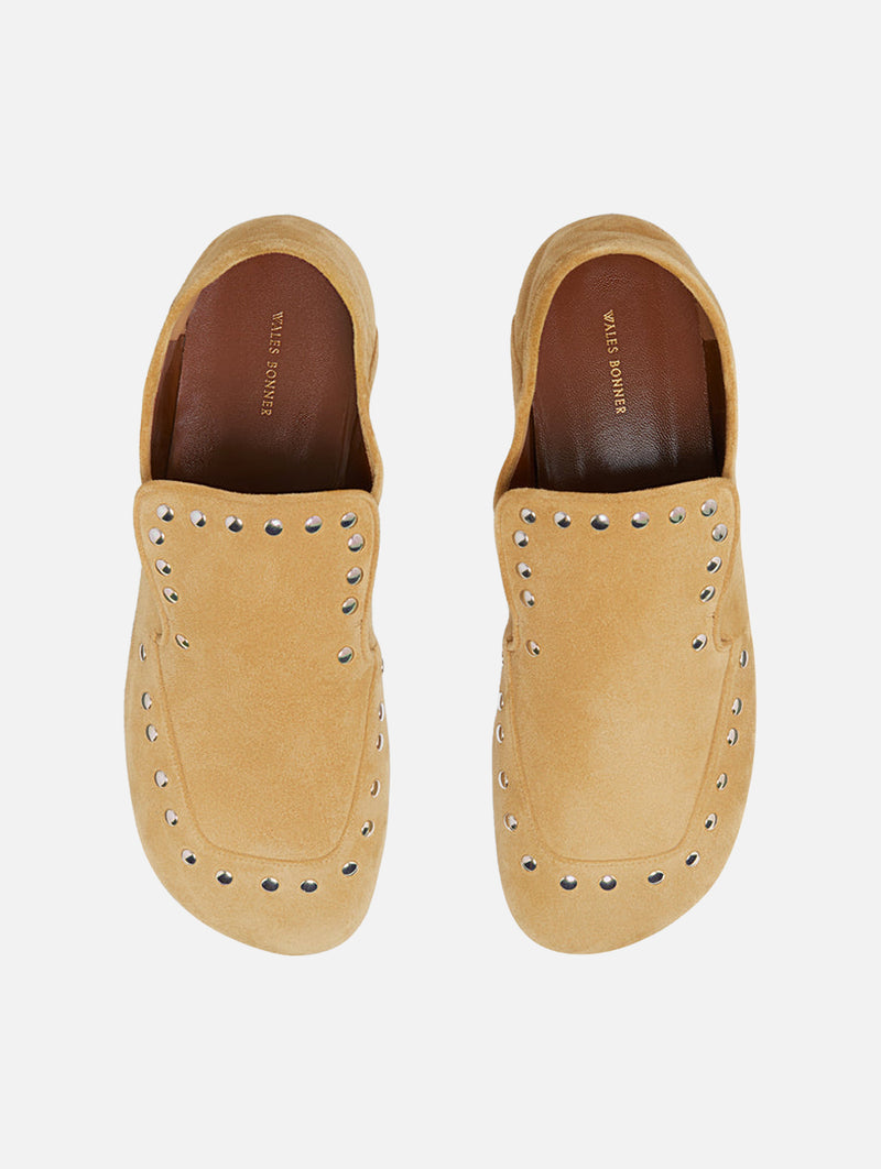 Suede Studded Dakar Loafer in Camel