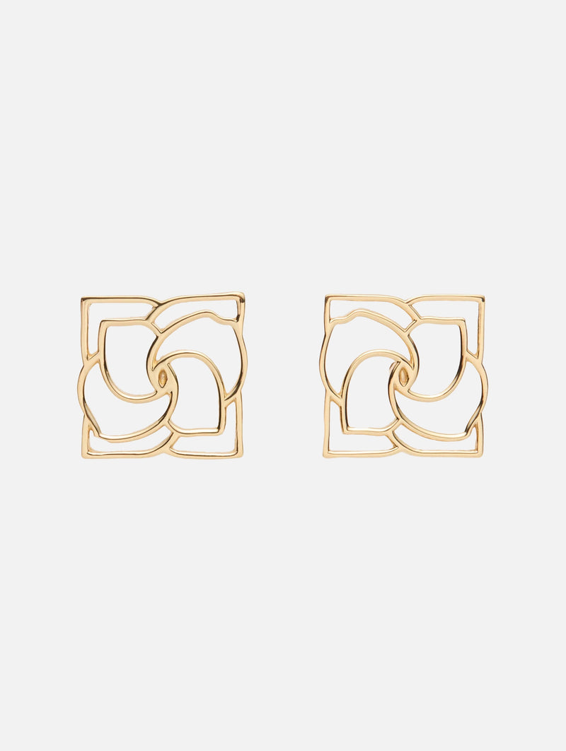 Logo Square Earrings in Gold