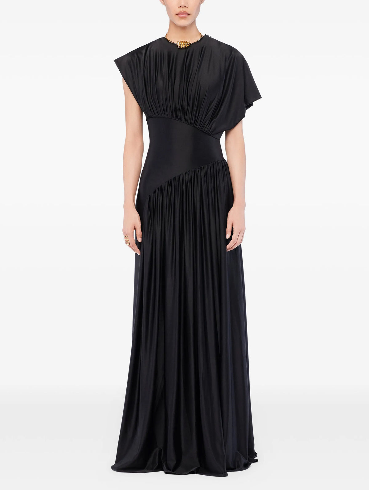Long Dress With Ruched Details in Black