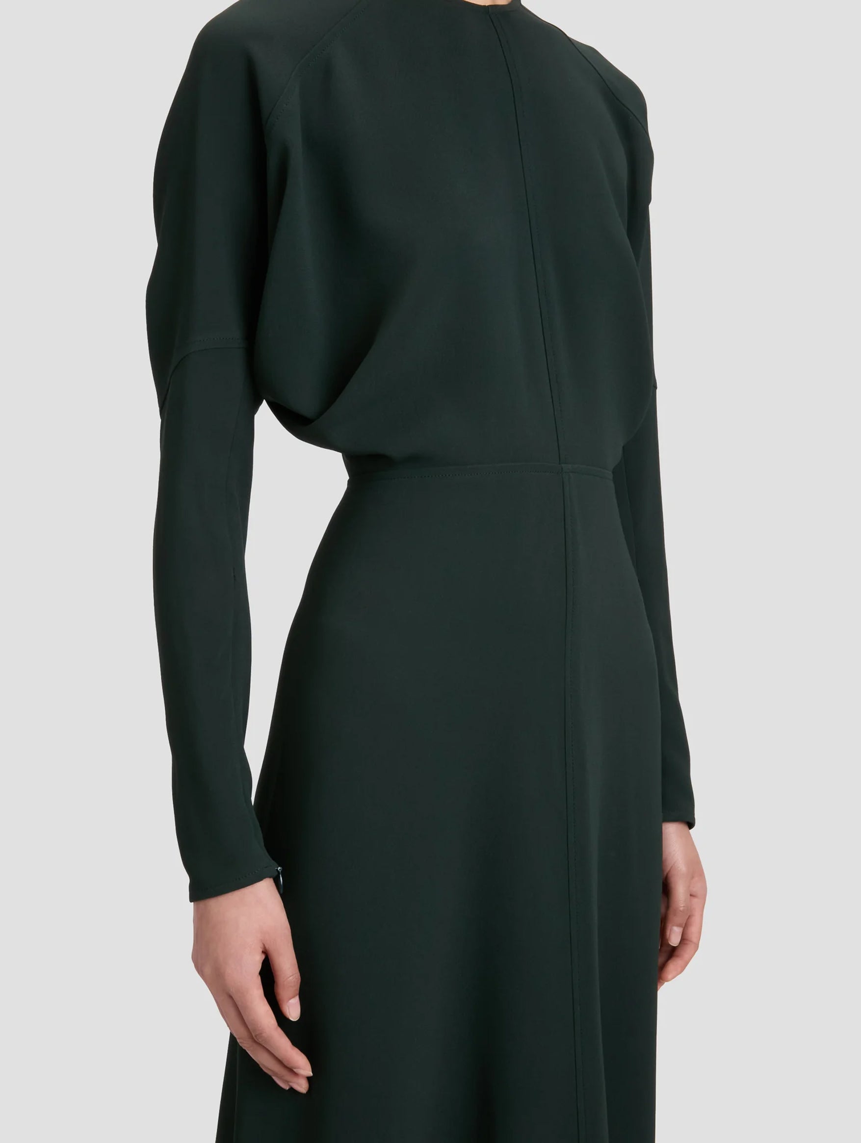 Long Sleeve Dolman Midi Dress in Dark Pine