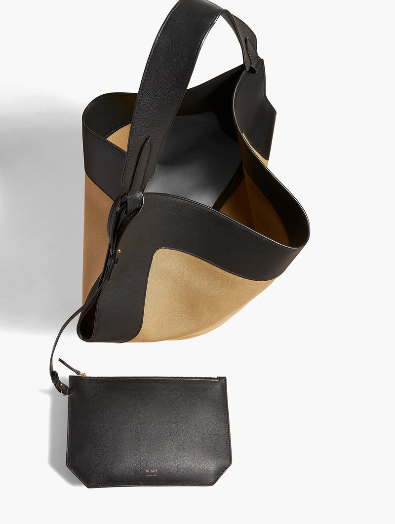 Medium Lotus Canvas Tote in Honey Black