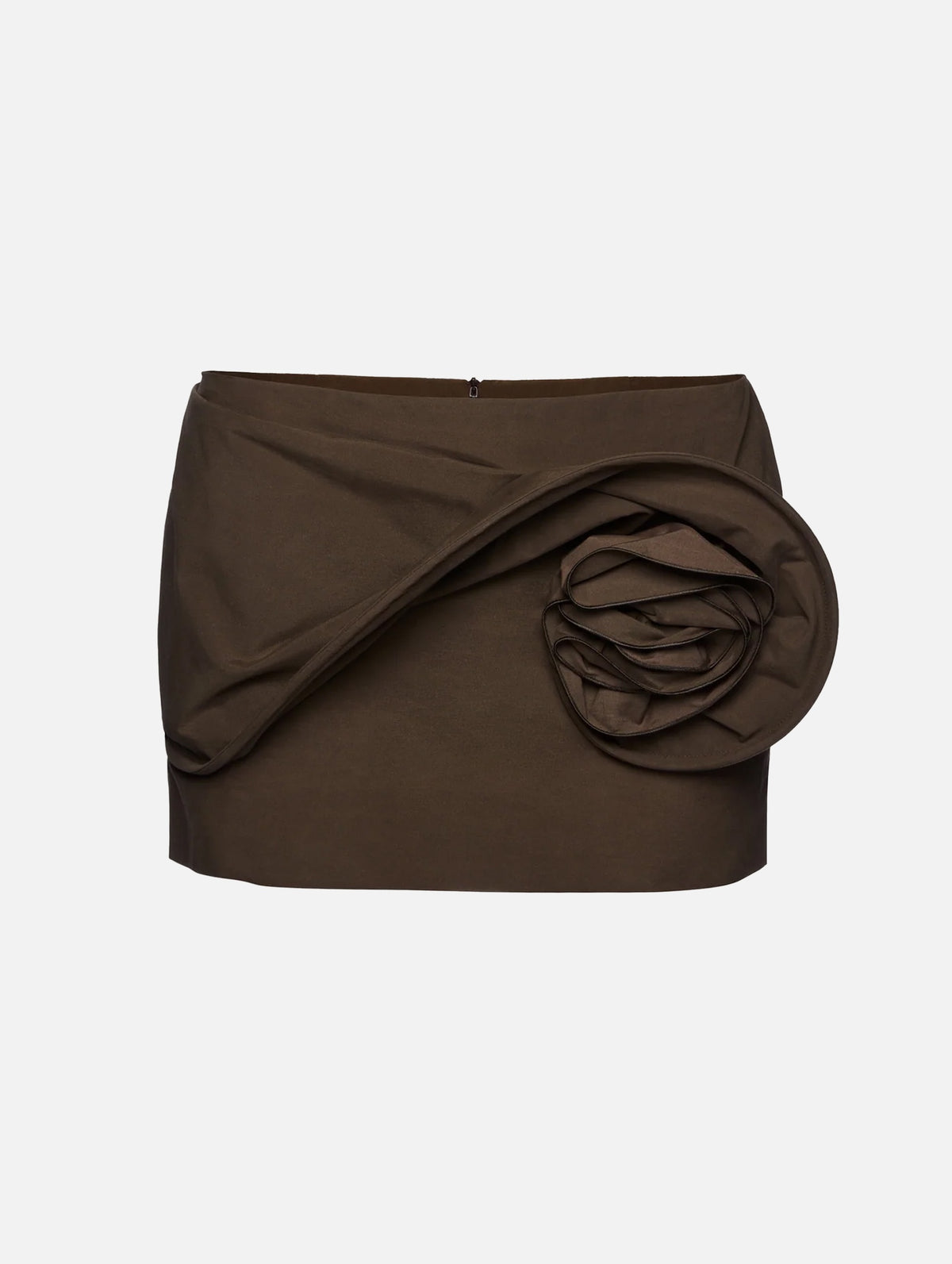 Low Waist Floral Appliqué Mini Skirt in Brown