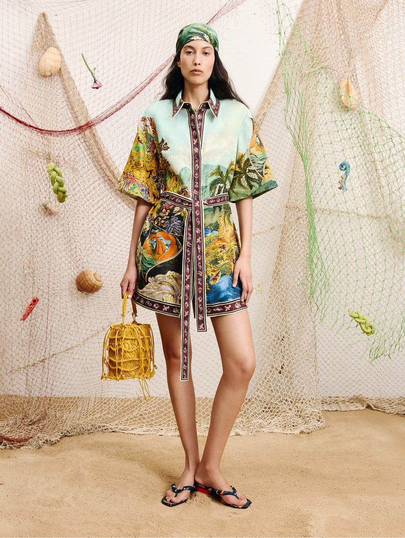 Lucena Mini Shirtdress in Tropical Multi
