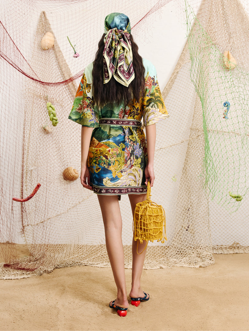 Lucena Mini Shirtdress in Tropical Multi