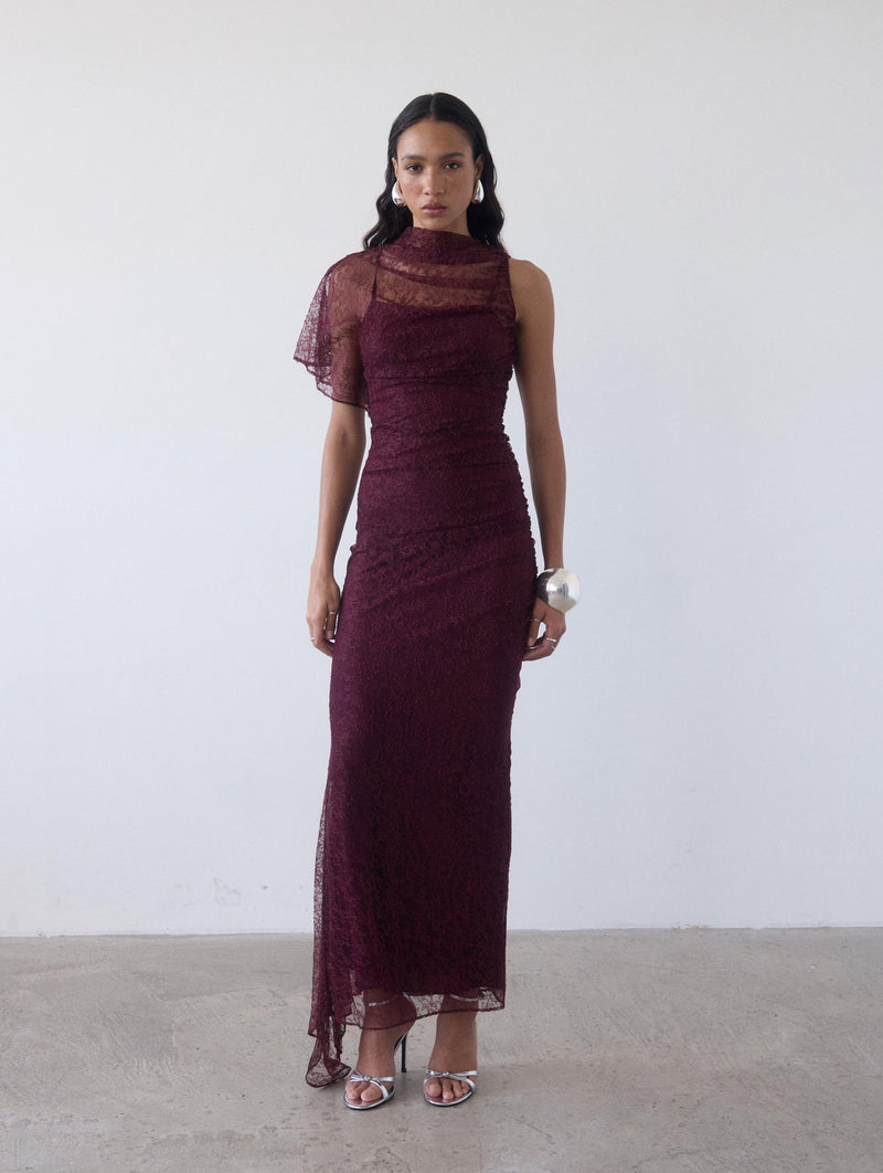 Lucho Lace Maxi Dress in Earth