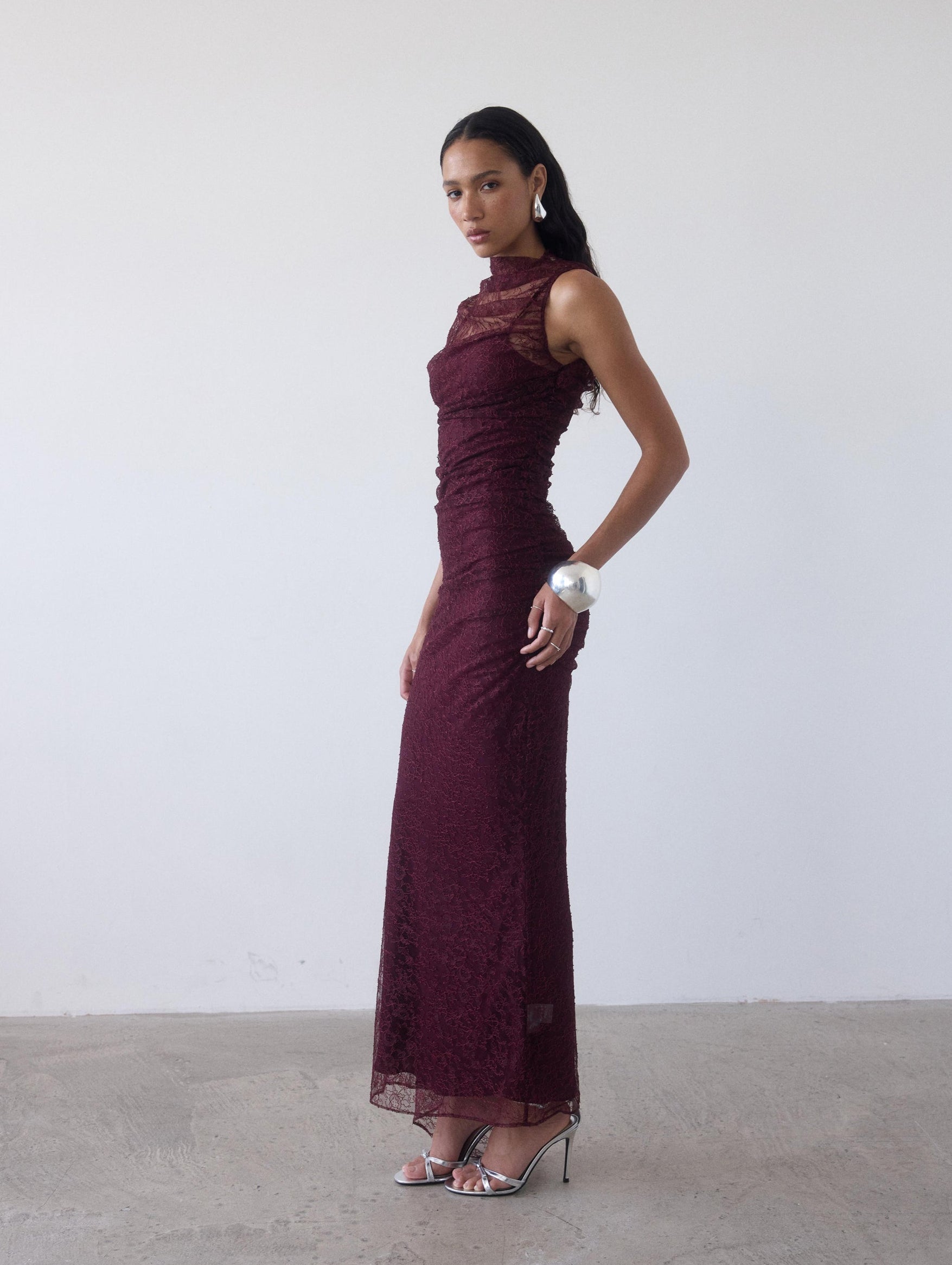 Lucho Lace Maxi Dress in Earth