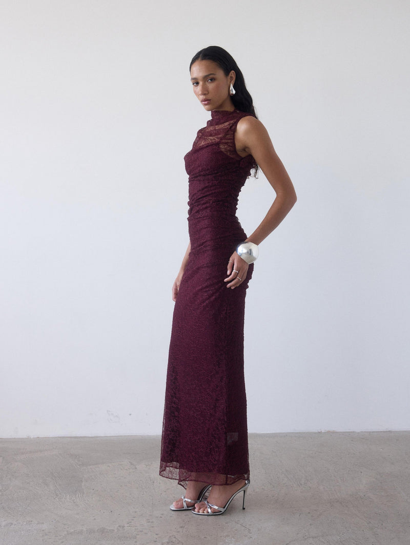 Lucho Lace Maxi Dress in Earth
