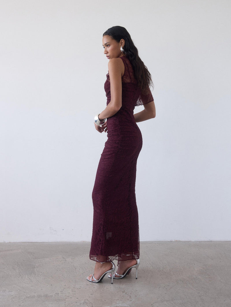 Lucho Lace Maxi Dress in Earth