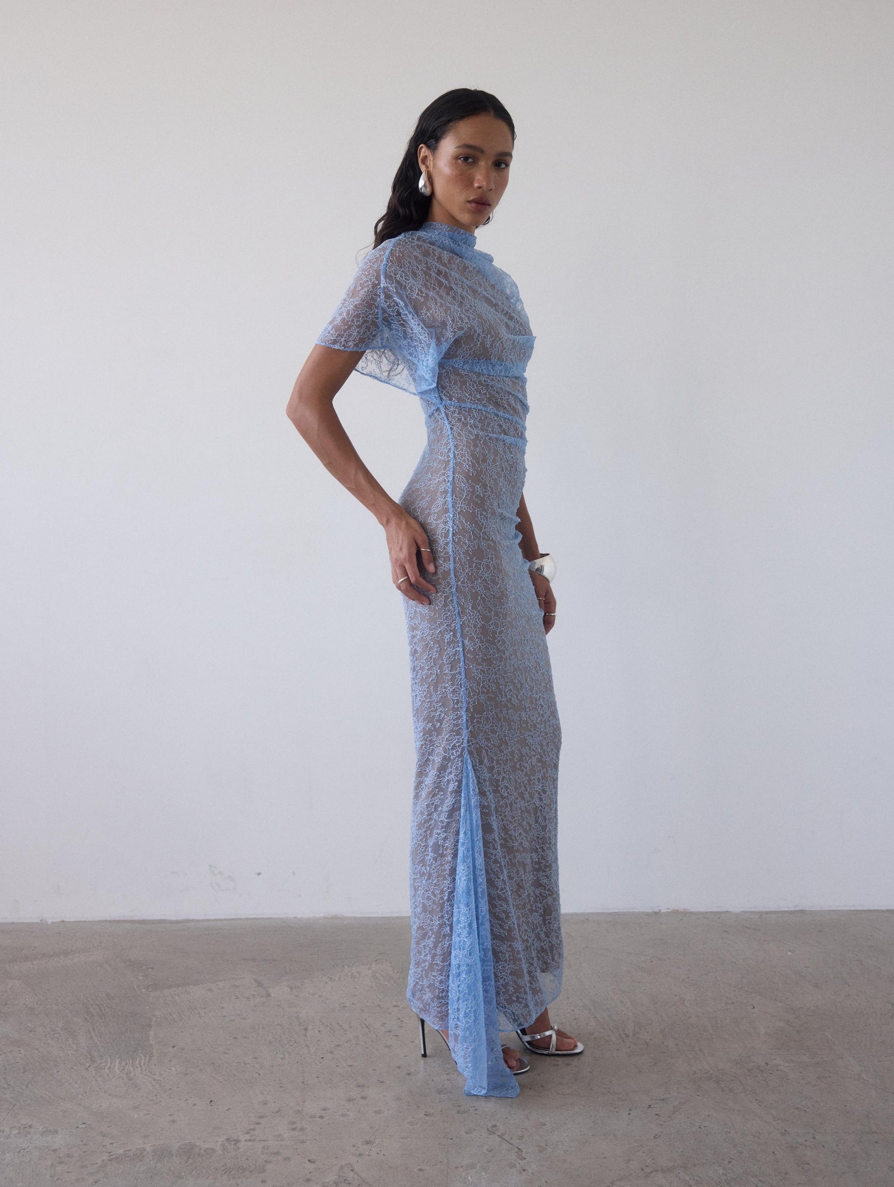 Lucho Lace Maxi Dress in Sky