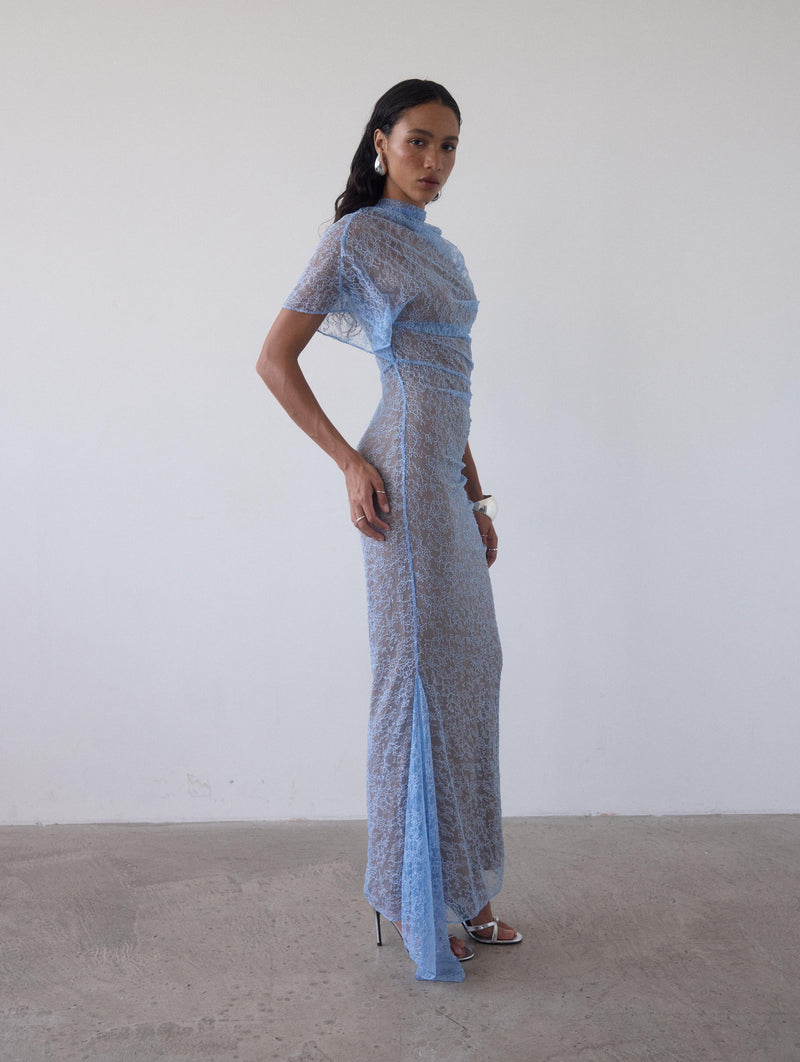 Lucho Lace Maxi Dress in Sky