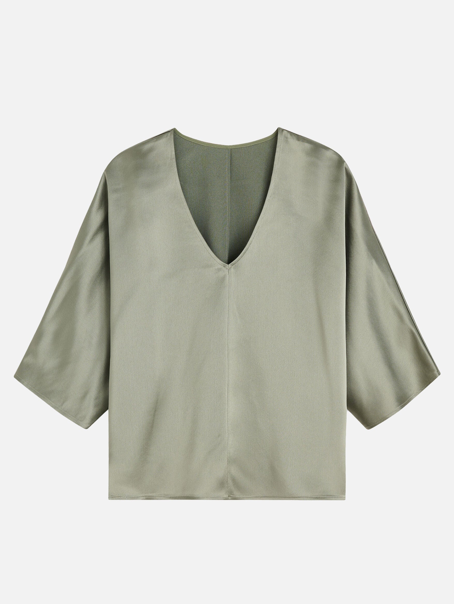Lucia Satin Blouse in Deep Lichen Green