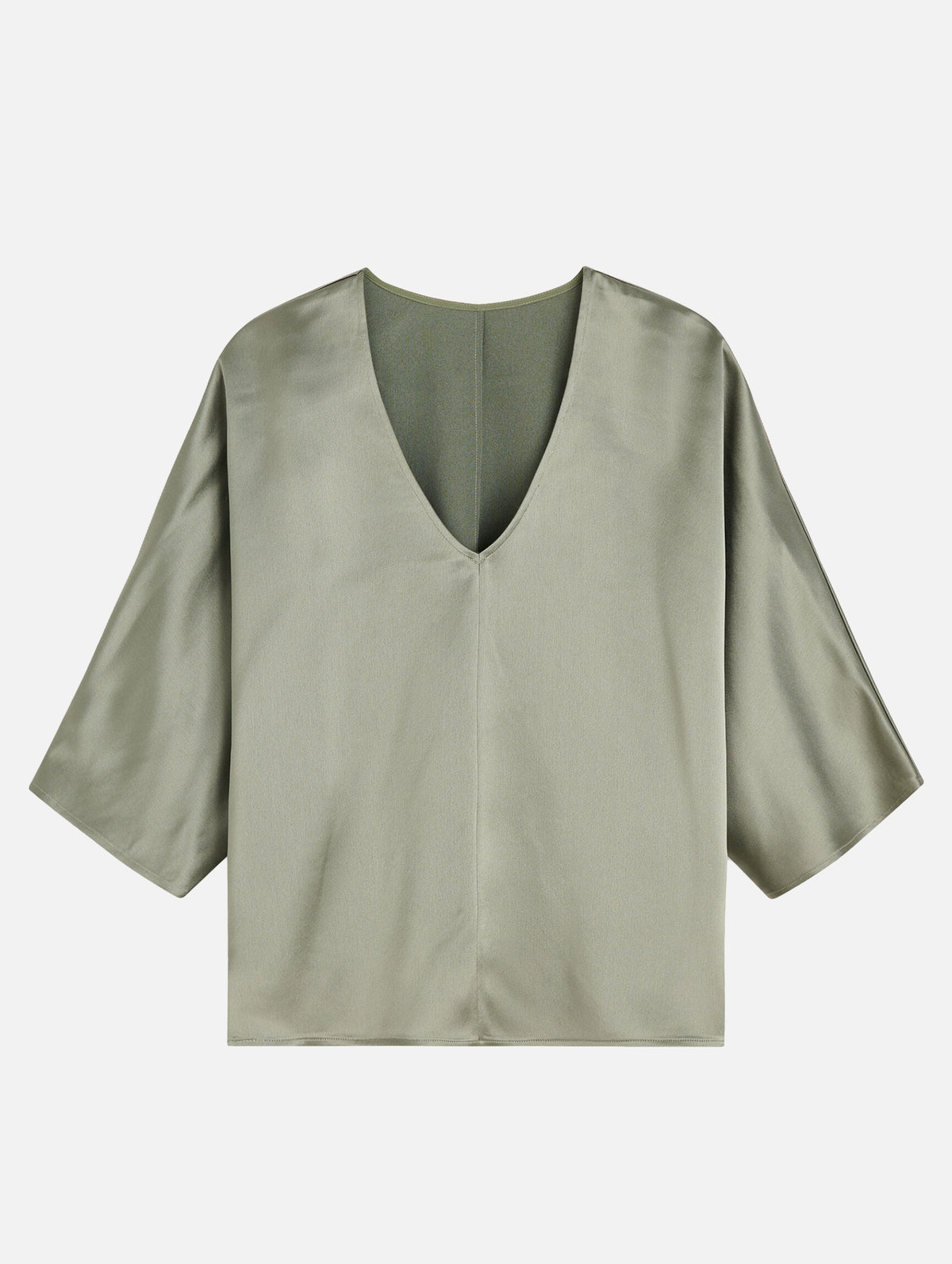 Lucia Satin Blouse in Deep Lichen Green
