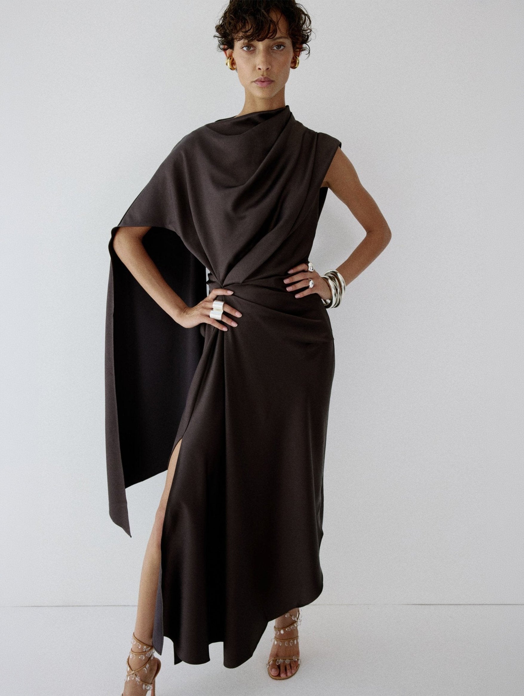 Lunessa Midi Dress in Umber Brown