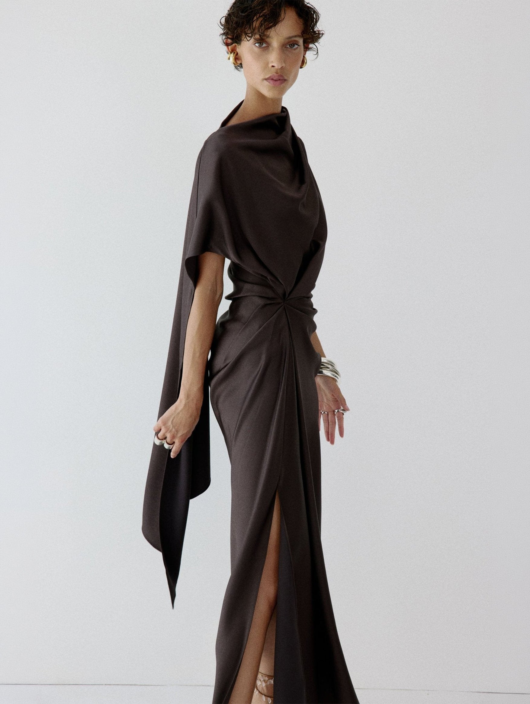Lunessa Midi Dress in Umber Brown