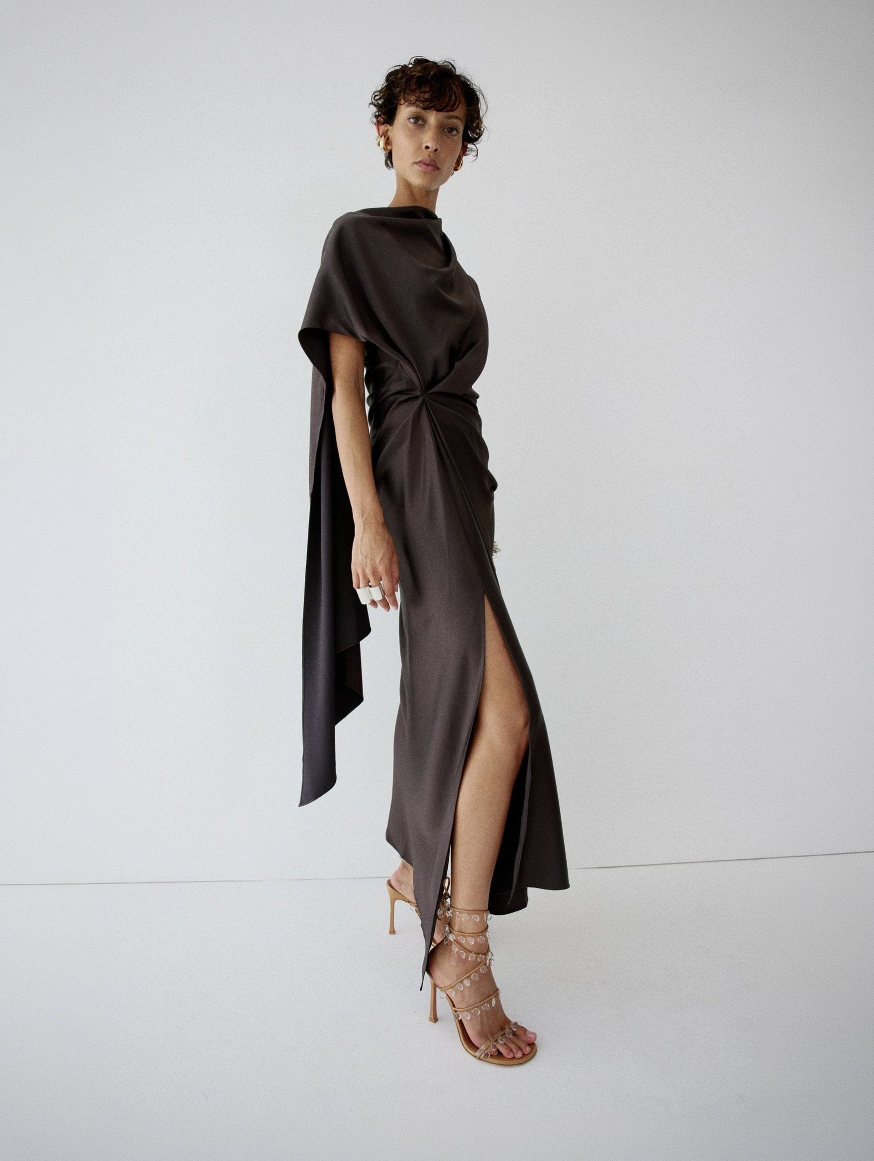 Lunessa Midi Dress in Umber Brown