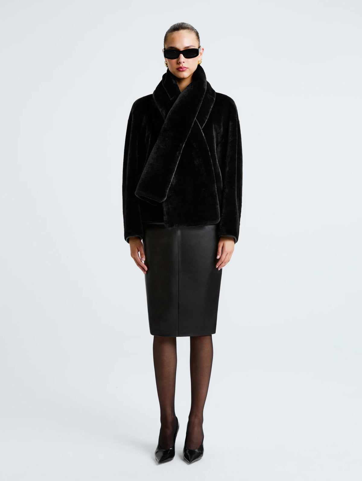 Lyra Versatile Shearling Jacket in Black