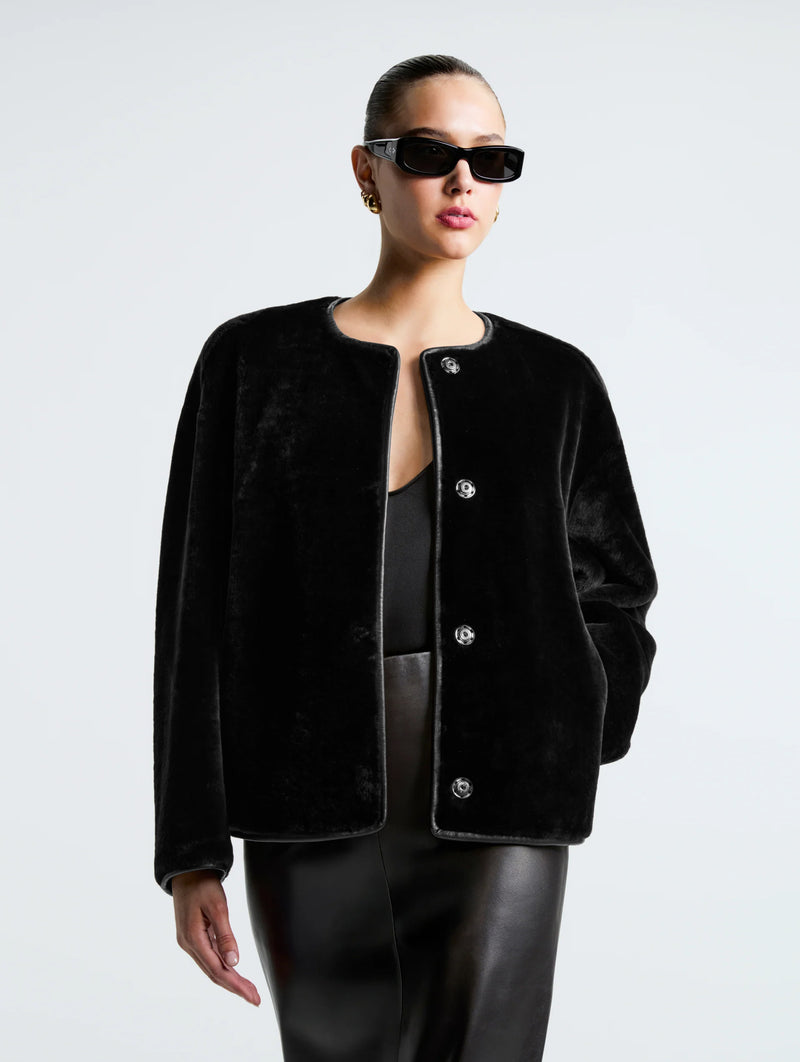 Lyra Versatile Shearling Jacket in Black