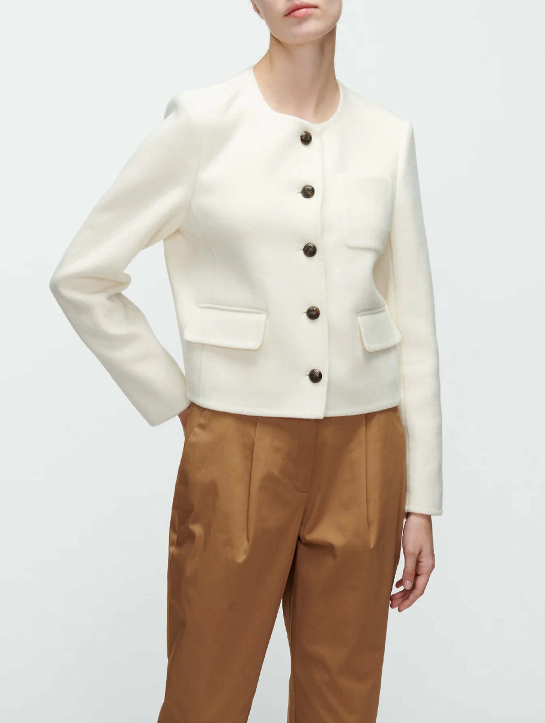 Lyssa Collarless Jacket in Ivory