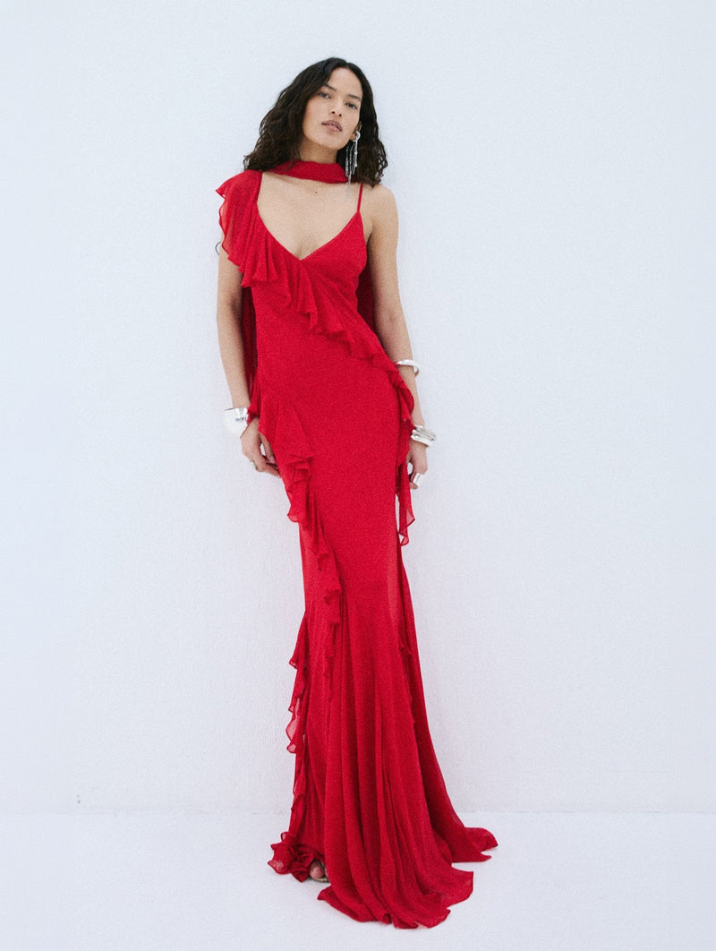 Mayara Maxi Dress in Ruby Red