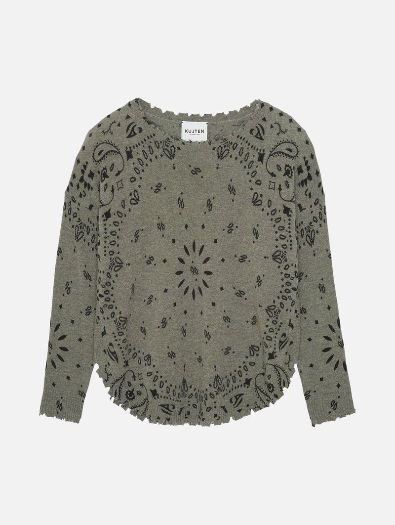 Mela Bandana Sweater in Kaki Chine
