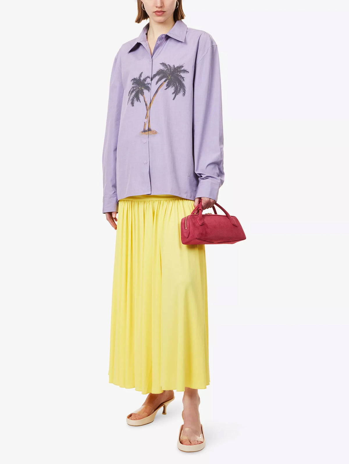 Mirage Palm Shirt in Lilac Palm Print