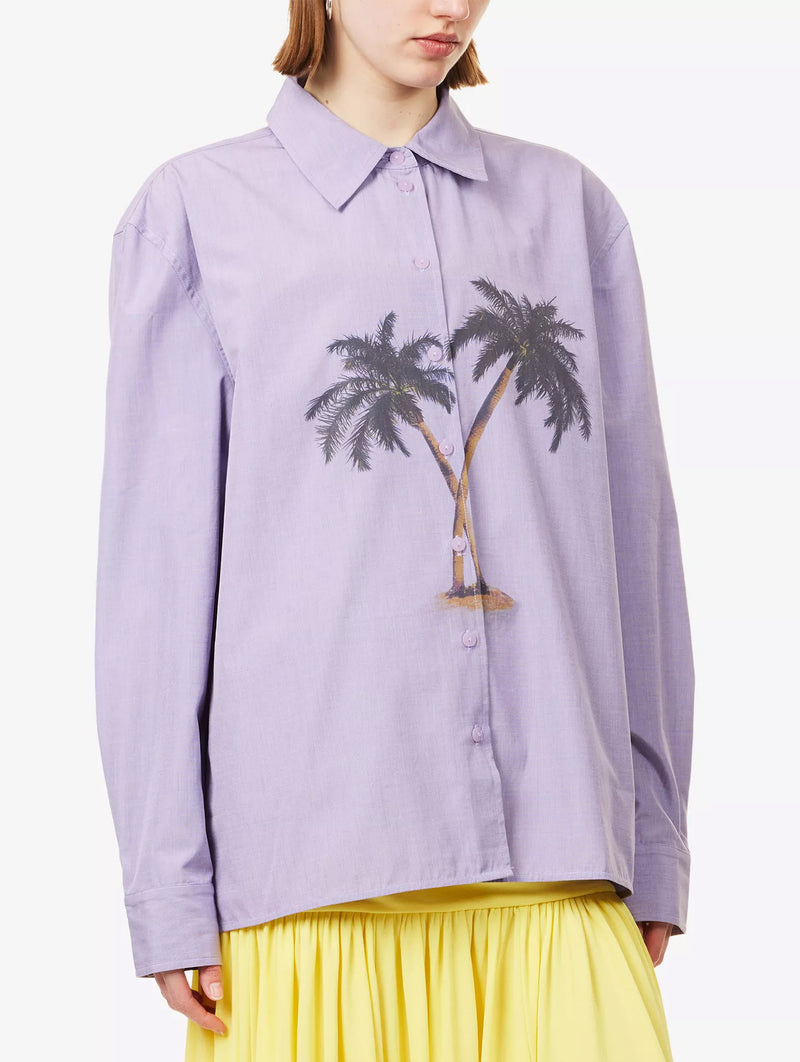 Mirage Palm Shirt in Lilac Palm Print