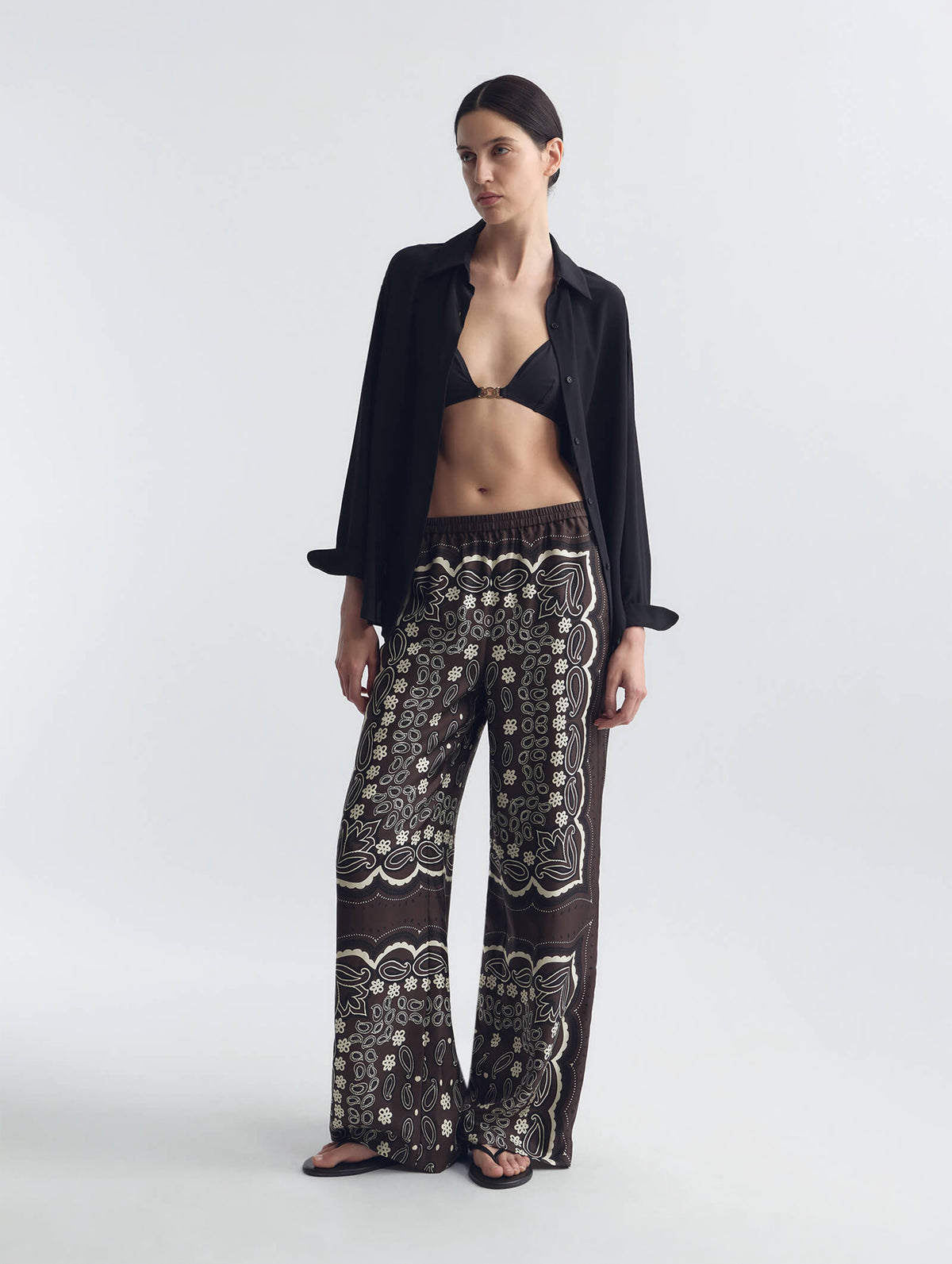 Morgan Pant in Brown Ivory Bandana Print