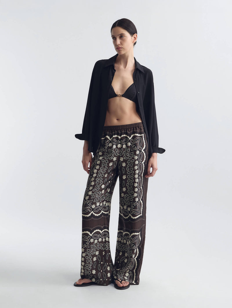 Morgan Pant in Brown Ivory Bandana Print