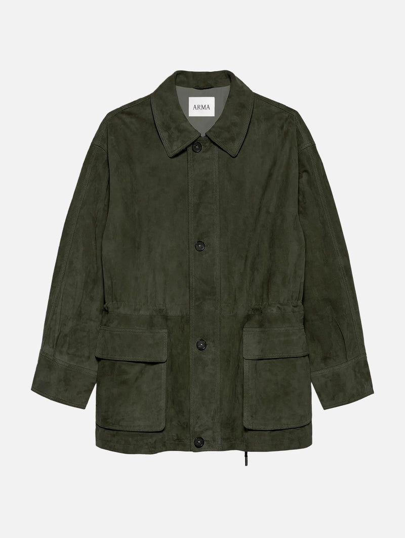 Maeve Suede Jacket in Dark Green