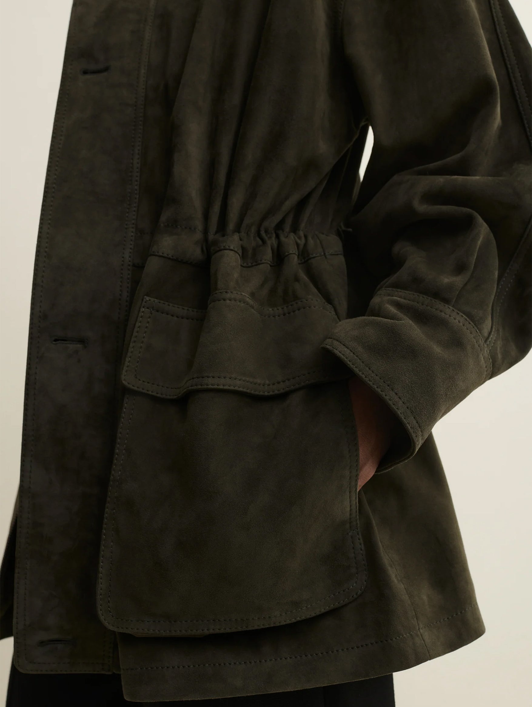Maeve Suede Jacket in Dark Green