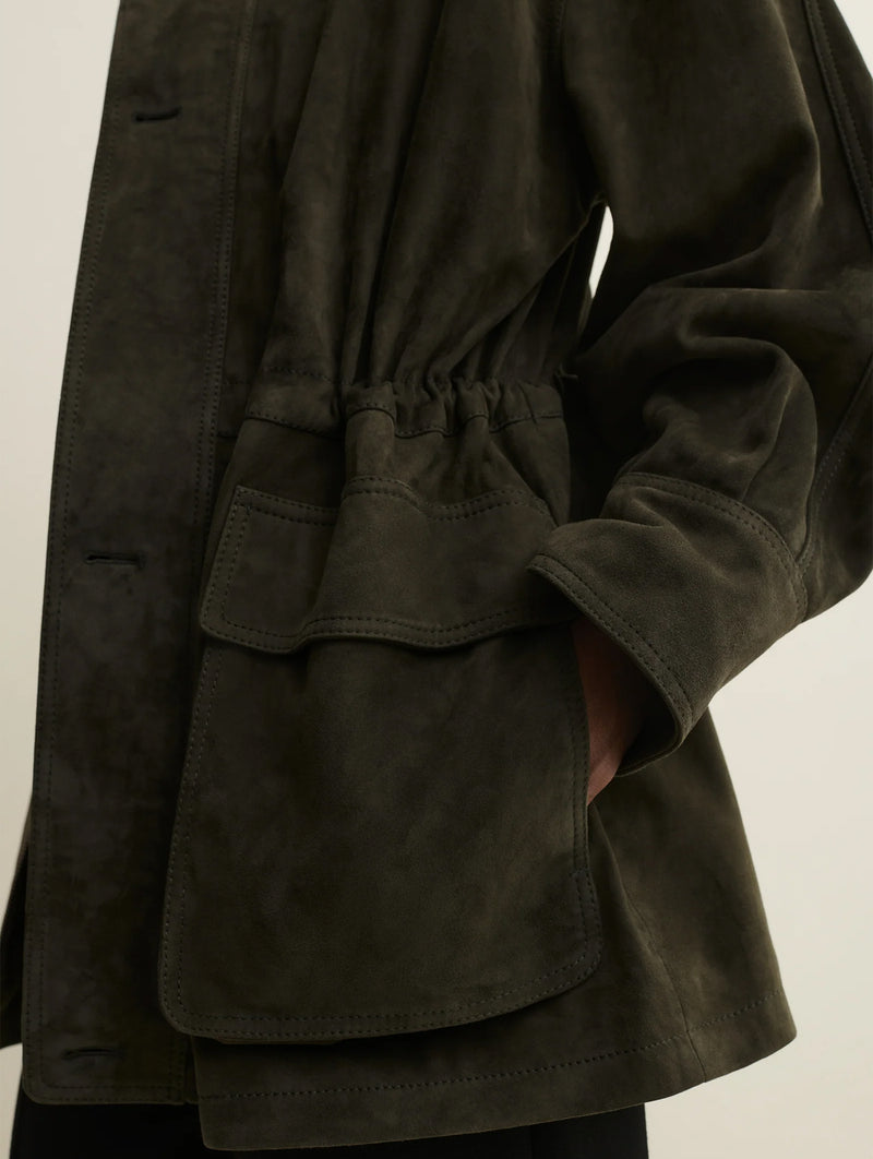 Maeve Suede Jacket in Dark Green