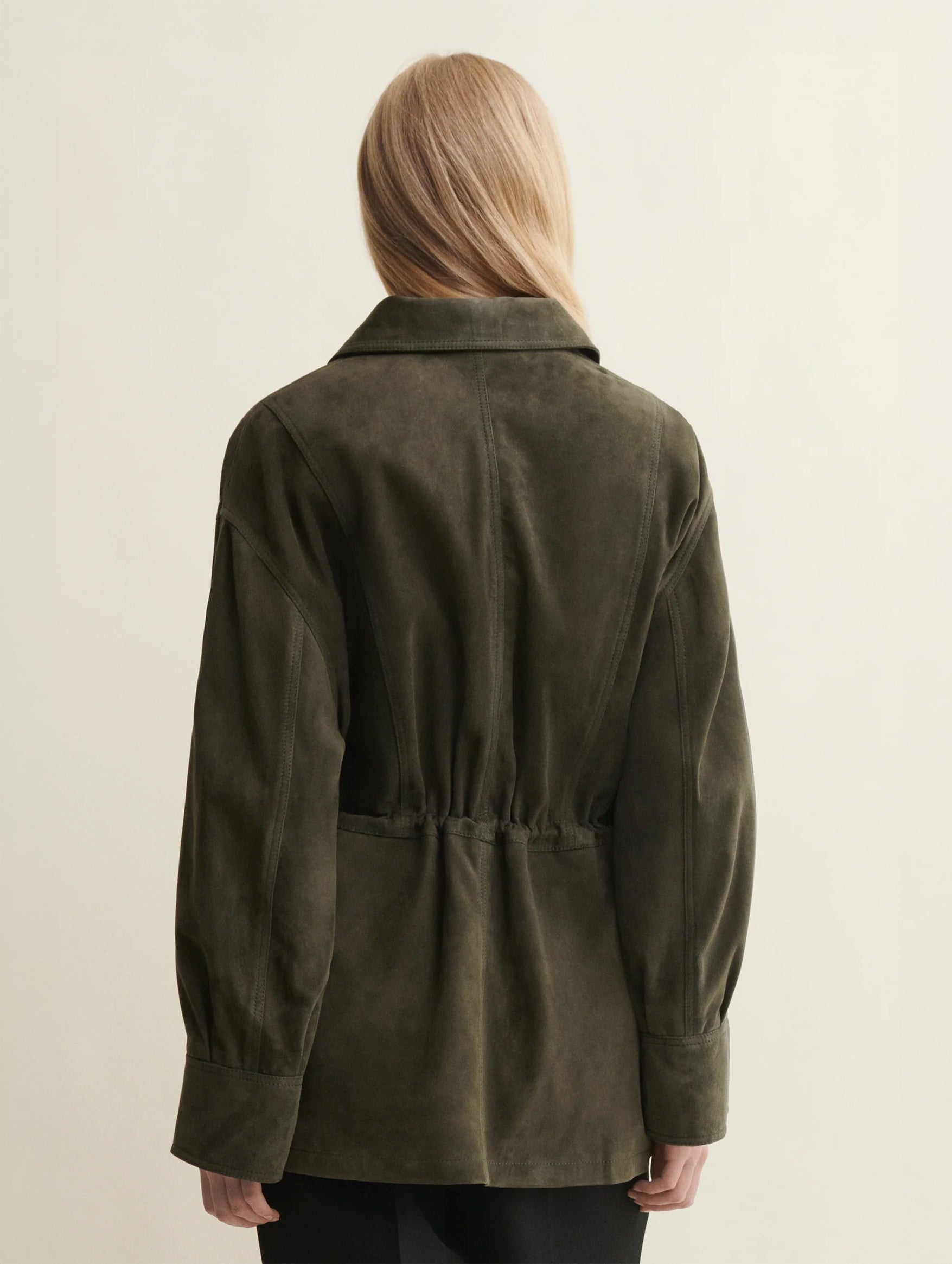 Maeve Suede Jacket in Dark Green