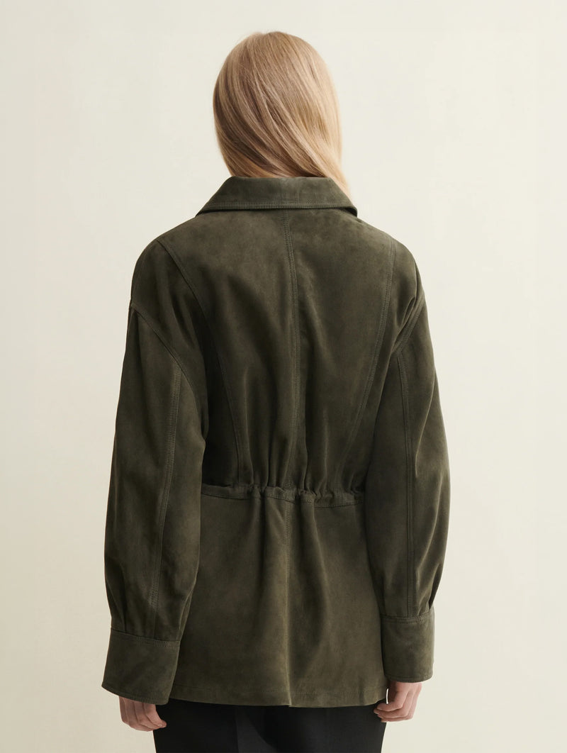 Maeve Suede Jacket in Dark Green