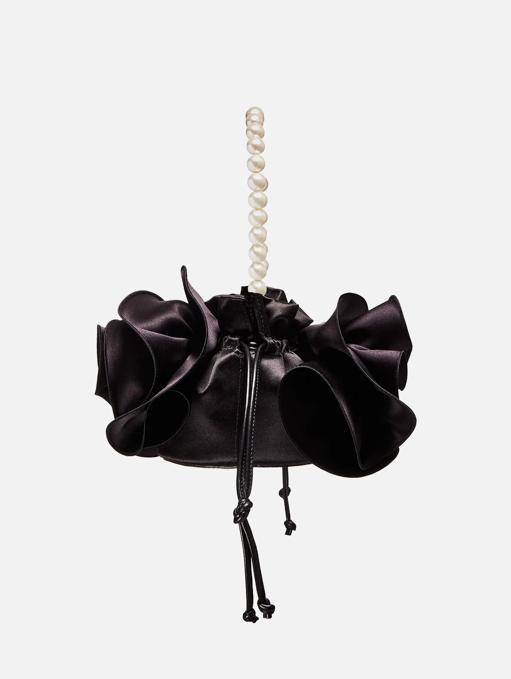 Pearl Magda Bag in Black Satin