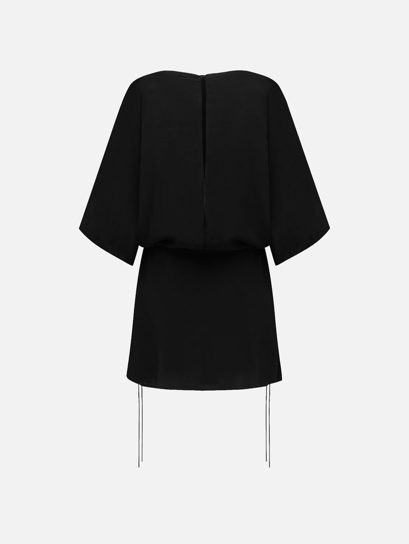 Magyar Drawcord Mini Dress in Black