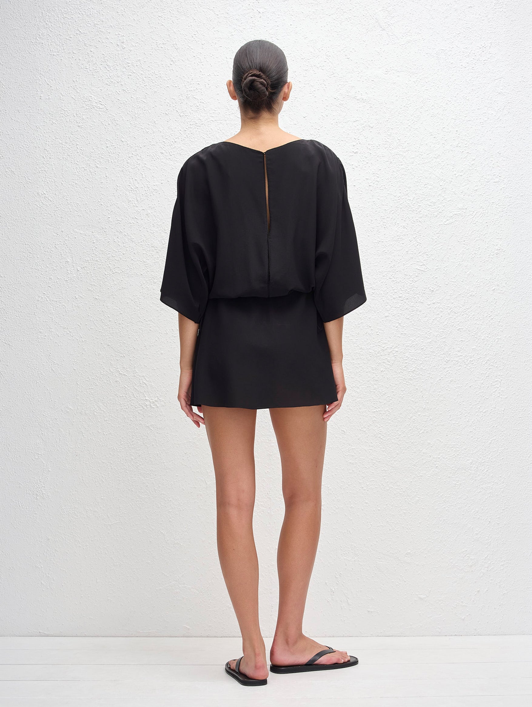 Magyar Drawcord Mini Dress in Black