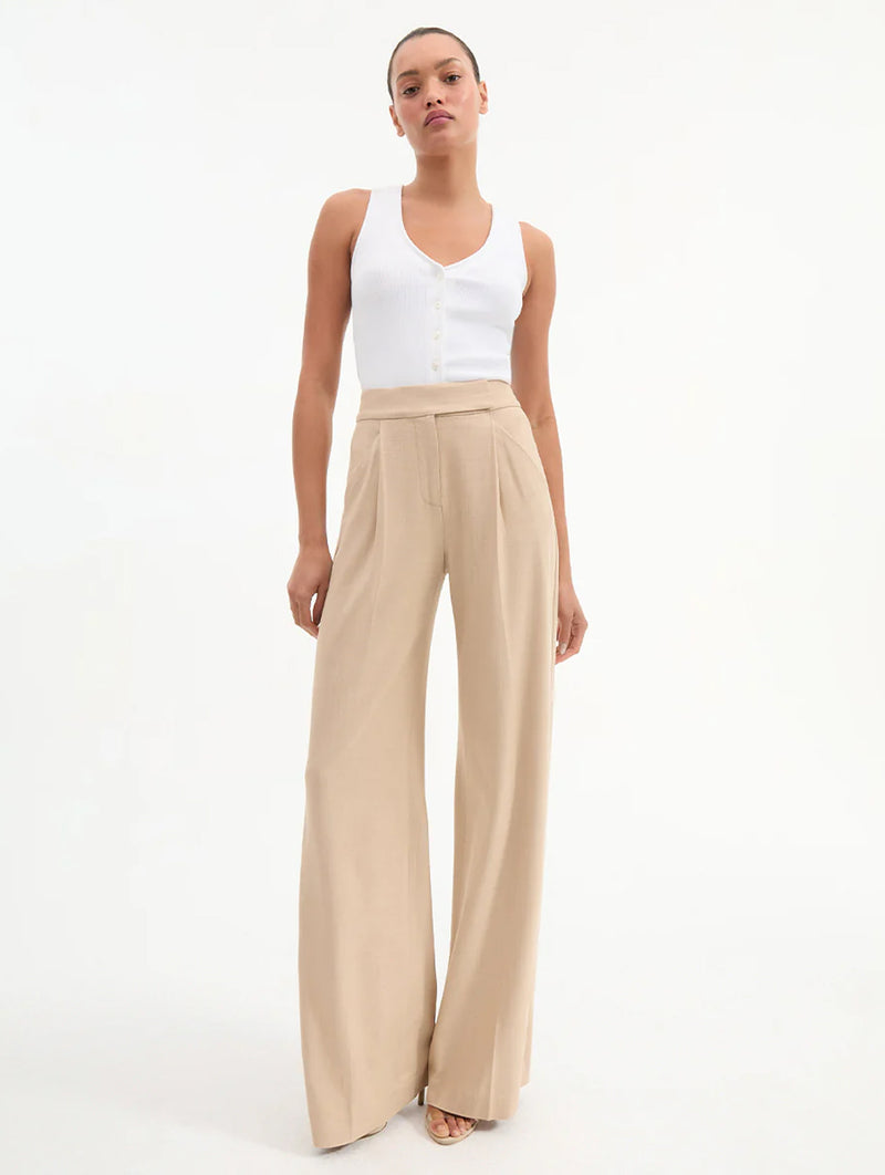 Marbeau Wide-leg Pant in Stone