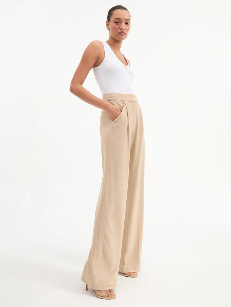 Marbeau Wide-leg Pant in Stone