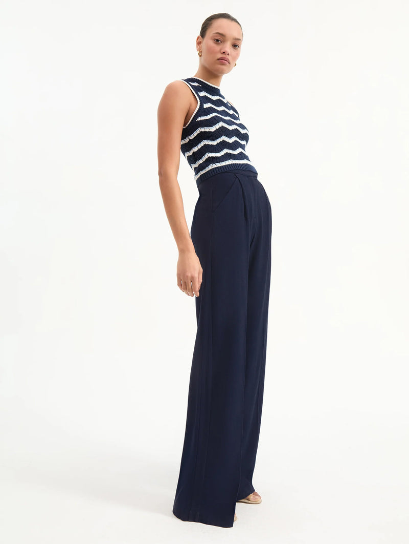Marbeau Wide-Leg Pant in Navy
