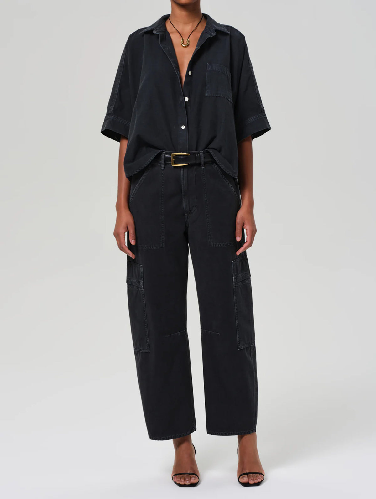 Marcelle Low Slung Easy Cargo In Washed Black