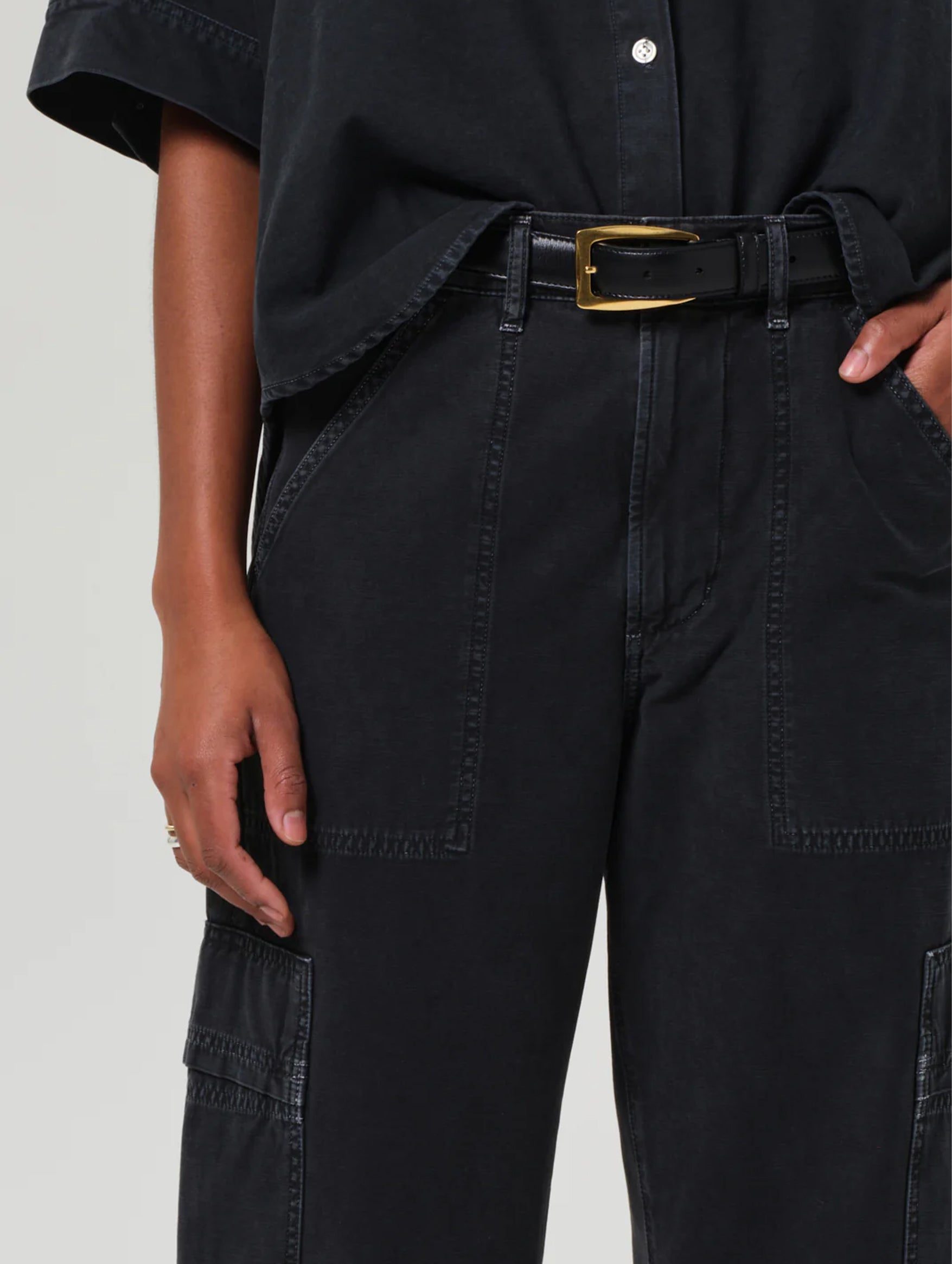 Marcelle Low Slung Easy Cargo In Washed Black