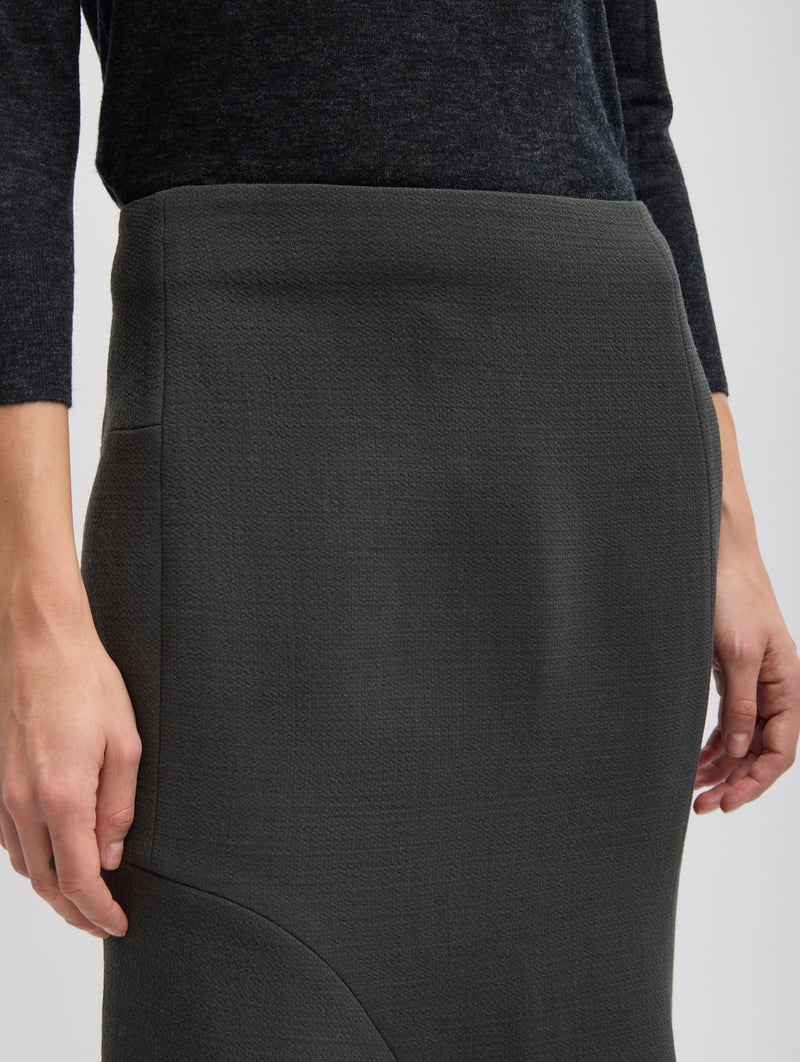 Wool Crepe Marte Fluid Skirt in Dark Grey