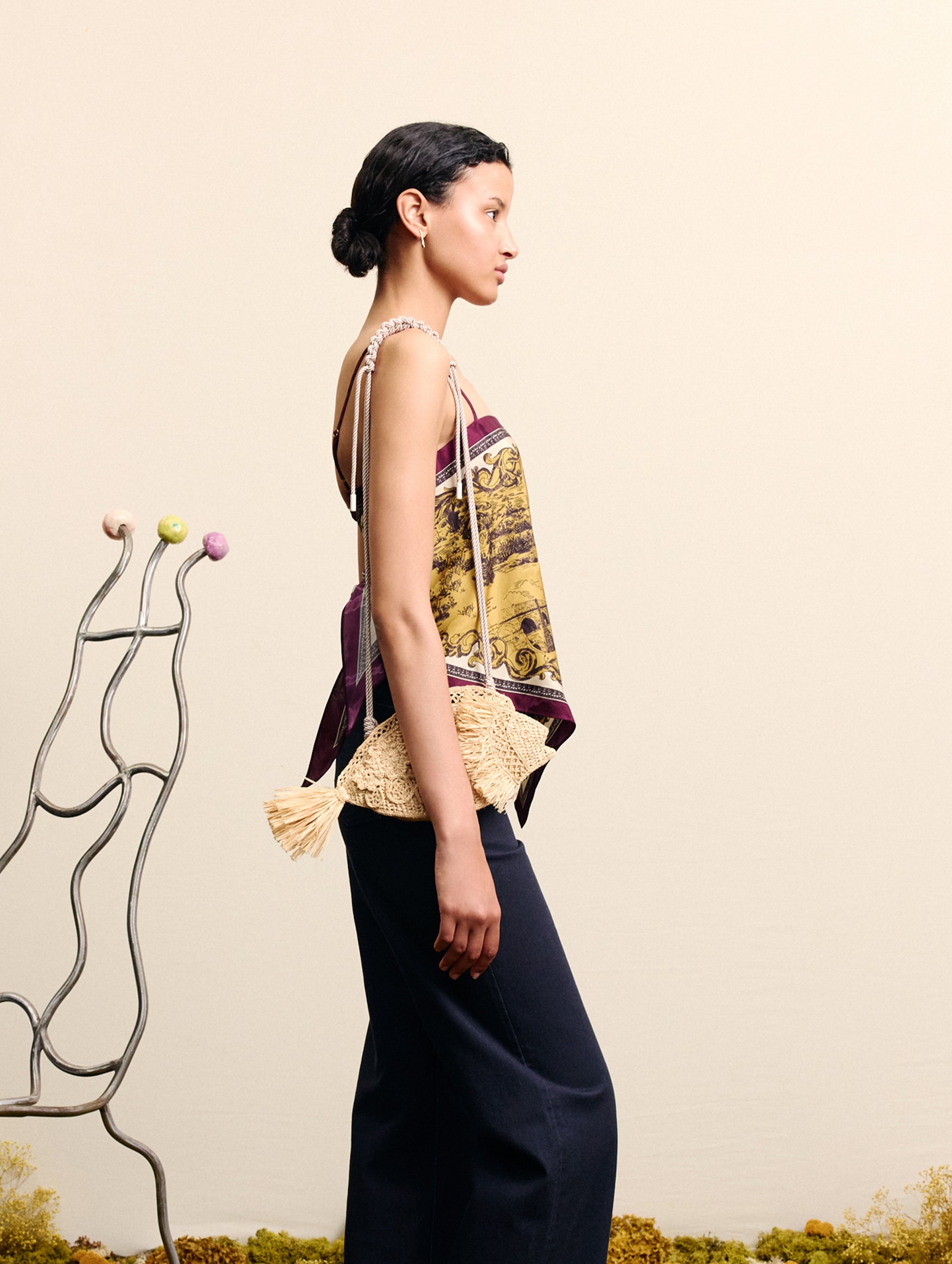 Martos Scarf Top in Gold Print