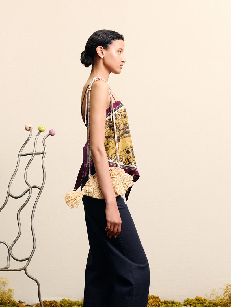 Martos Scarf Top in Gold Print