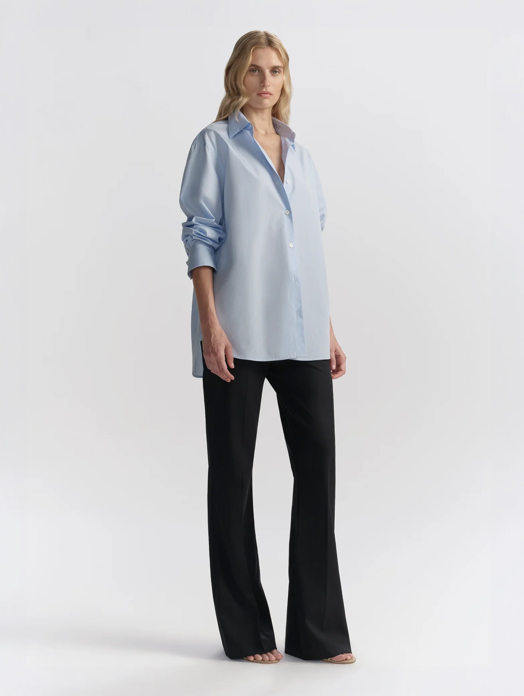 Mason Relaxed Cotton Shirt in French Blue