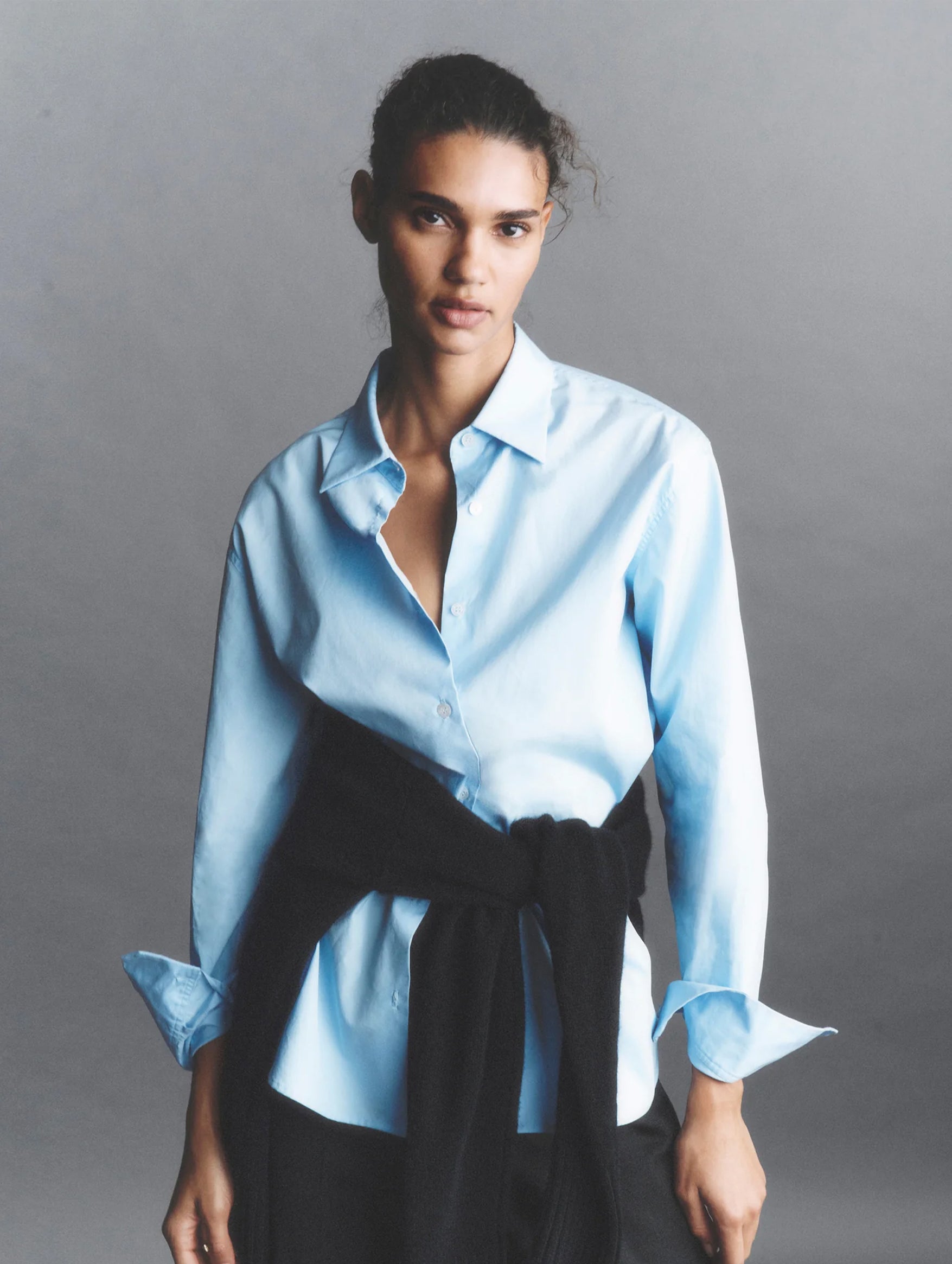 Mason Relaxed Cotton Shirt in French Blue