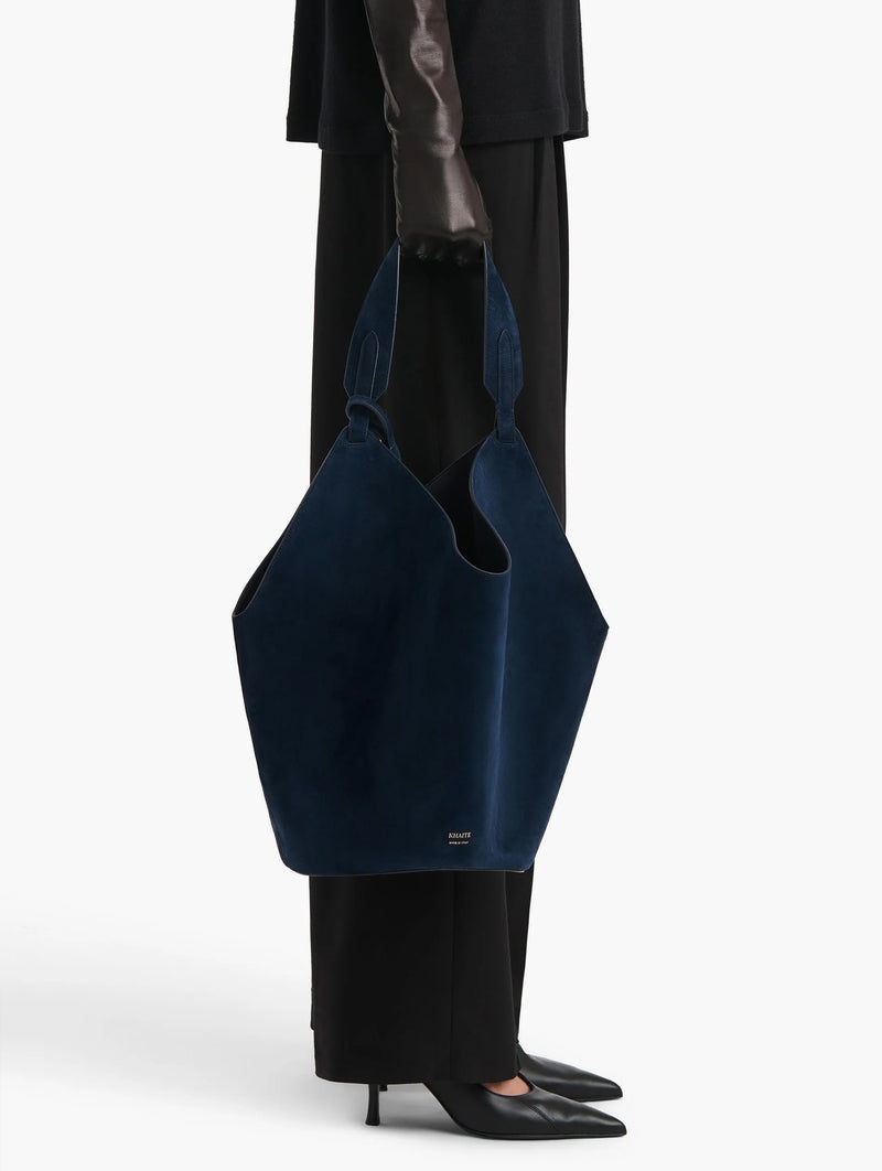 Medium Lotus Tote in Midnight Suede