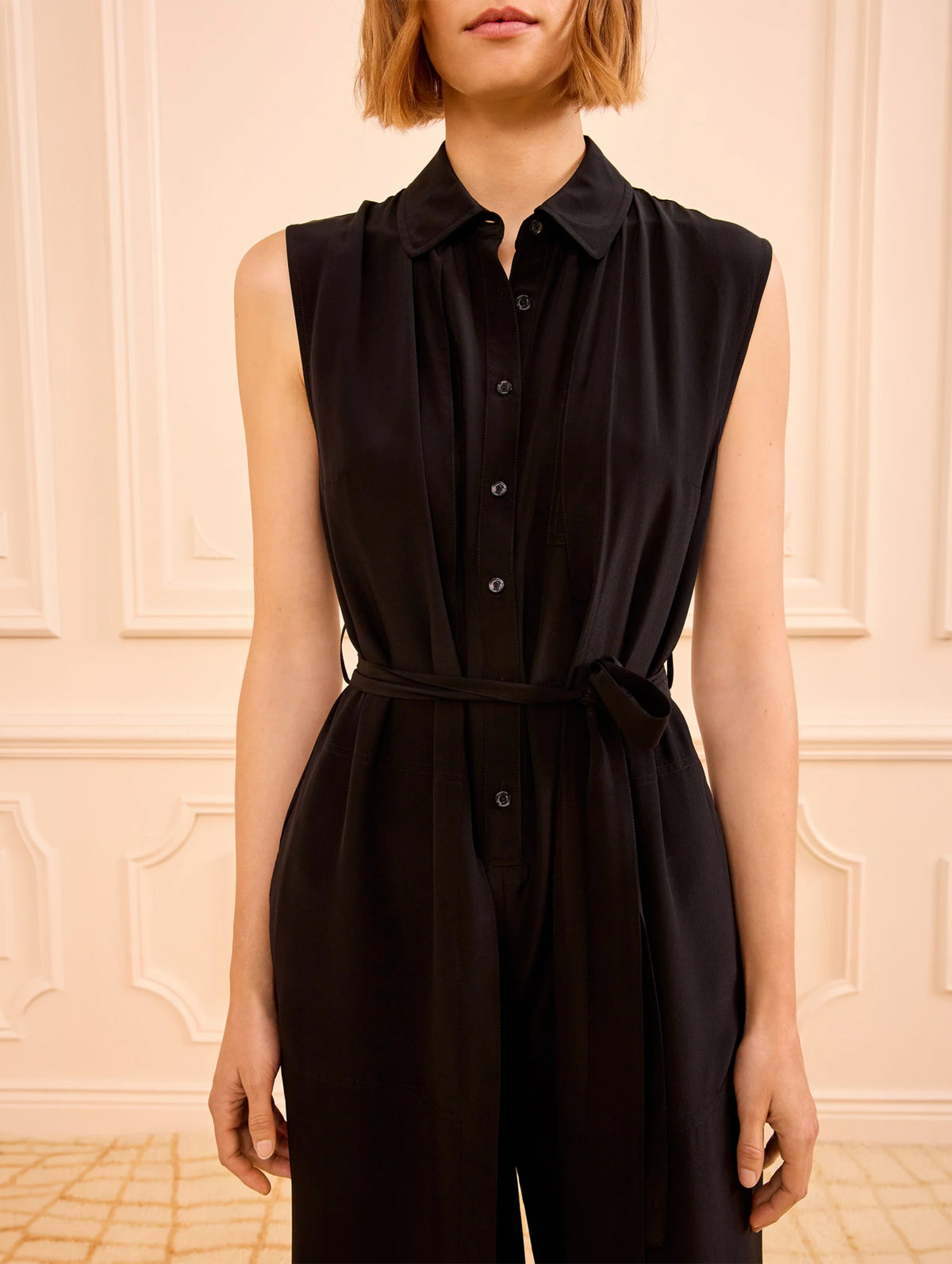 Meera Silk Jumpsuit in Noir